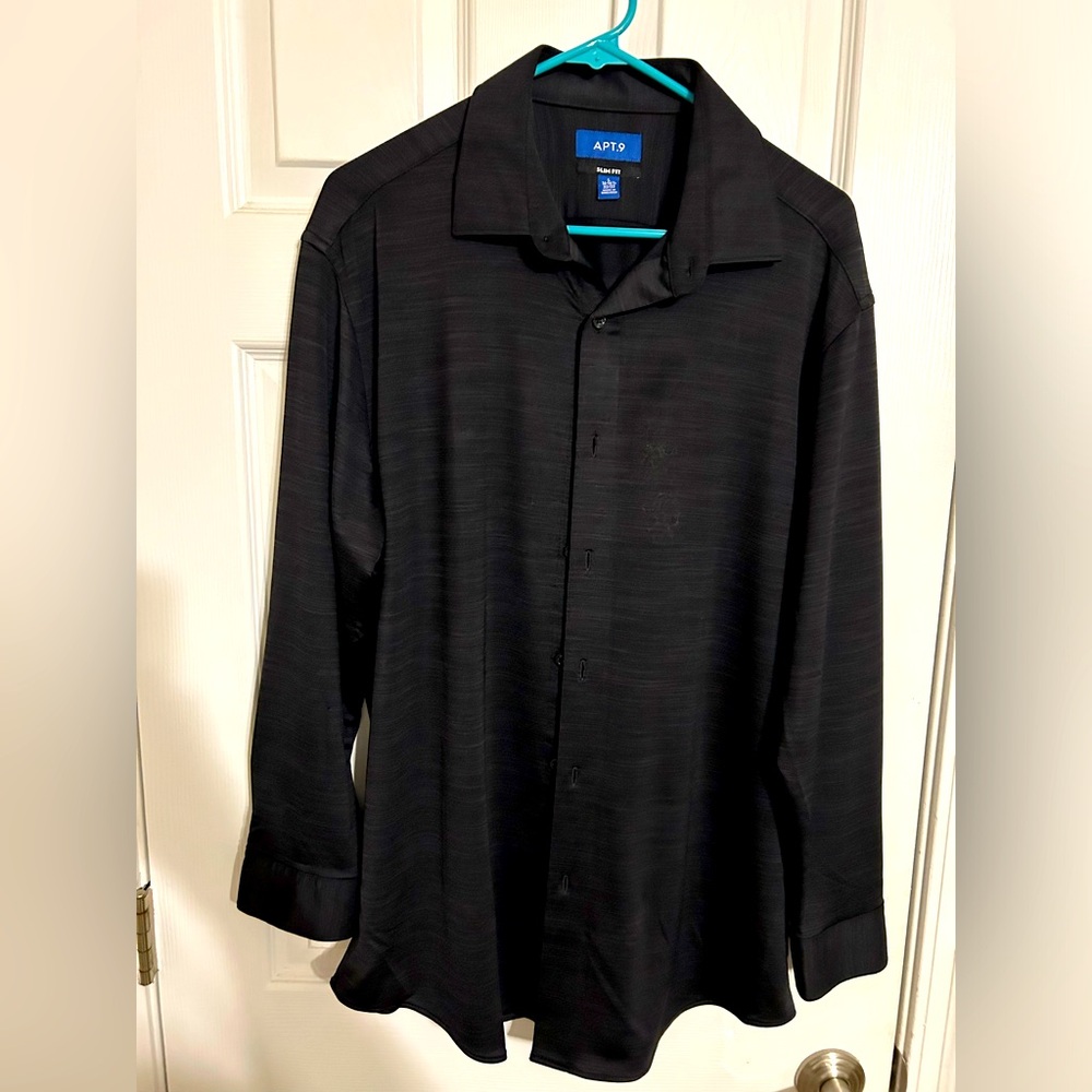 Mens Apt 9 Black Silky Dress Shirt.